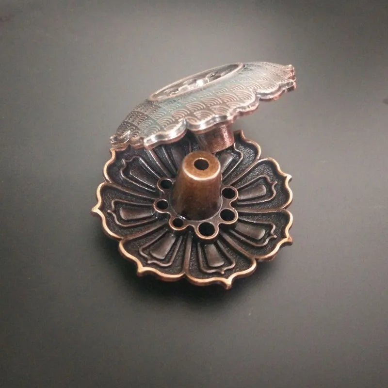 Alloy Lotus Incense Burner Stick Holder Home Buddhism Line Incense Plate Sandalwood Coil Base Temples Delicate Home Decor Peaceful Pleasures Health and Wellness