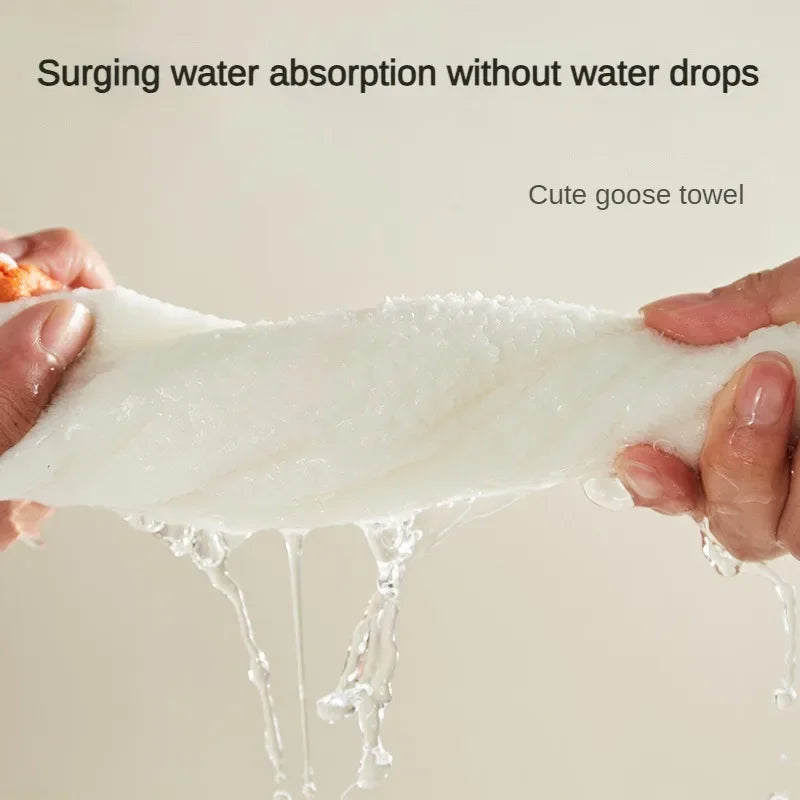 Cute Animal Kids Hand Towels – Soft Coral Fleece Duck & Penguin