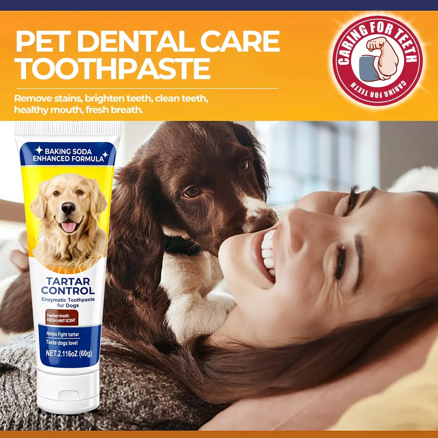 2-Pack Dog Enzyme Toothpaste with Baking Soda – 60g Each