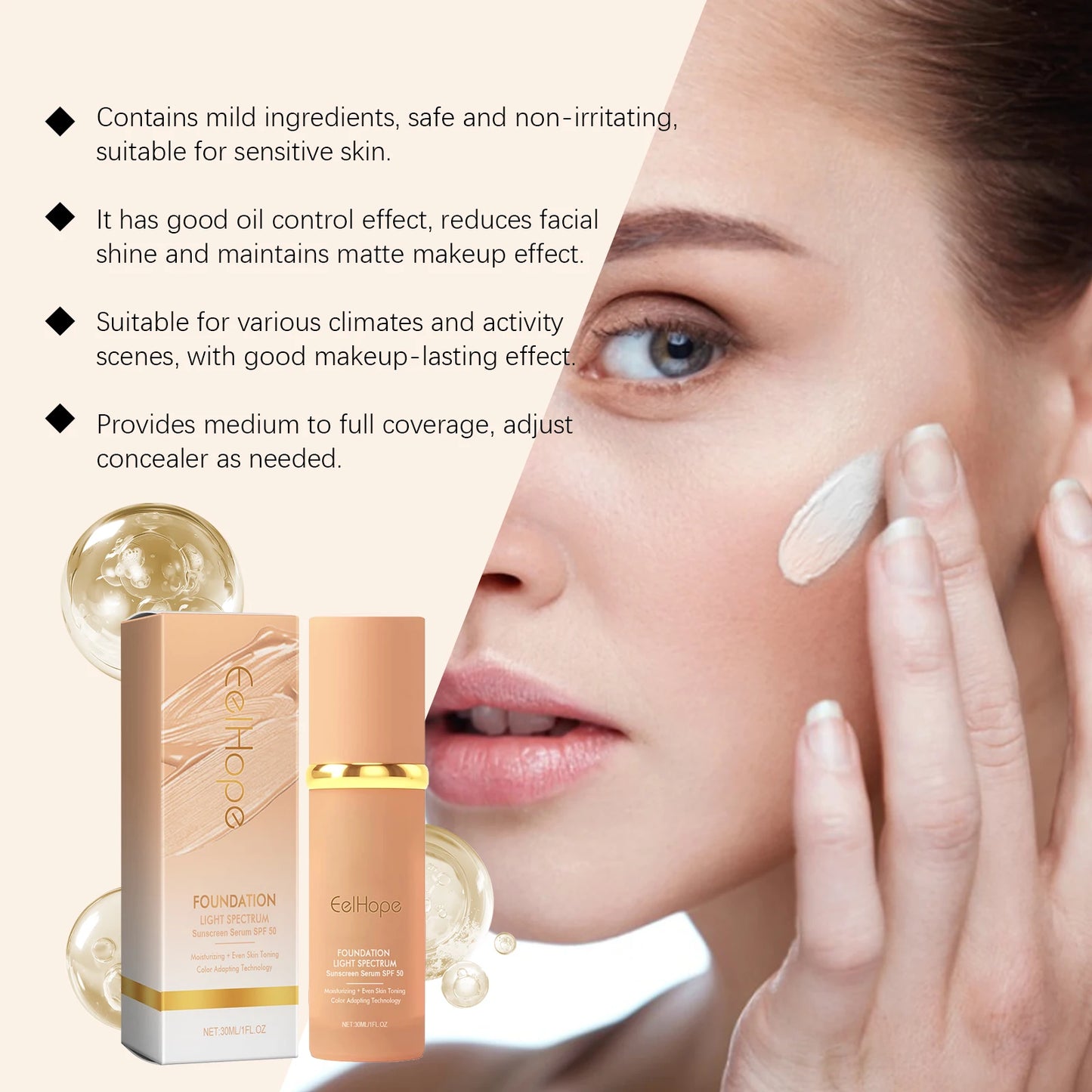 4-in-1 Color Changing Foundation SPF 50 Serum | Full Coverage