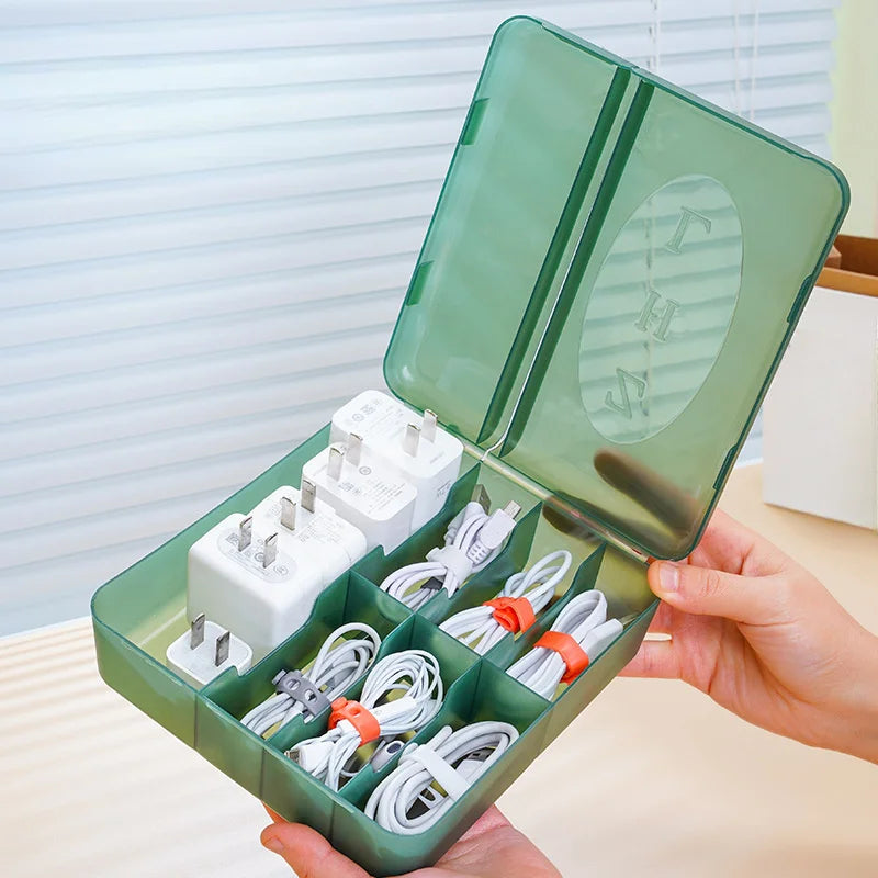Set of 10 Silicone Cable Organizers – 3-Slot Cord Winder