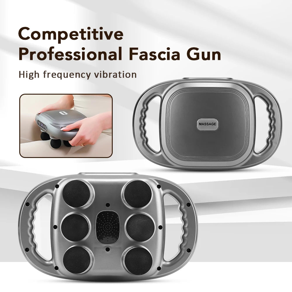 Six Heads Fascia Gun High Frequency Deep Tissue Vibration Muscle Relaxation Neck Waist Massage Professional Fitness Exercise Peaceful Pleasures Health and Wellness
