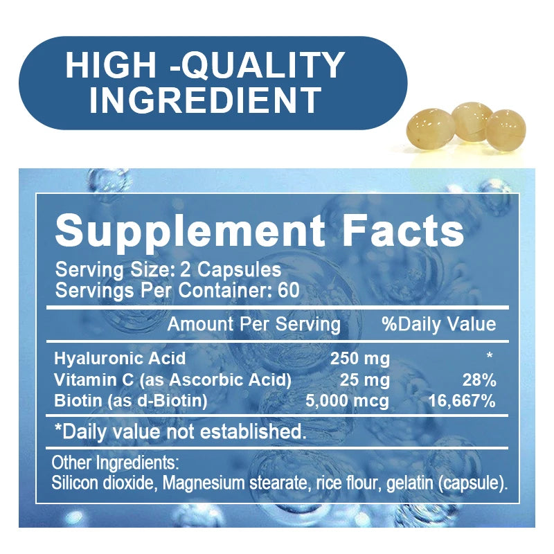 Hyaluronic Acid Capsules – Skin Hydration & Joint Flexibility Support Skin Care Supplement Peaceful Pleasures Health and Wellness