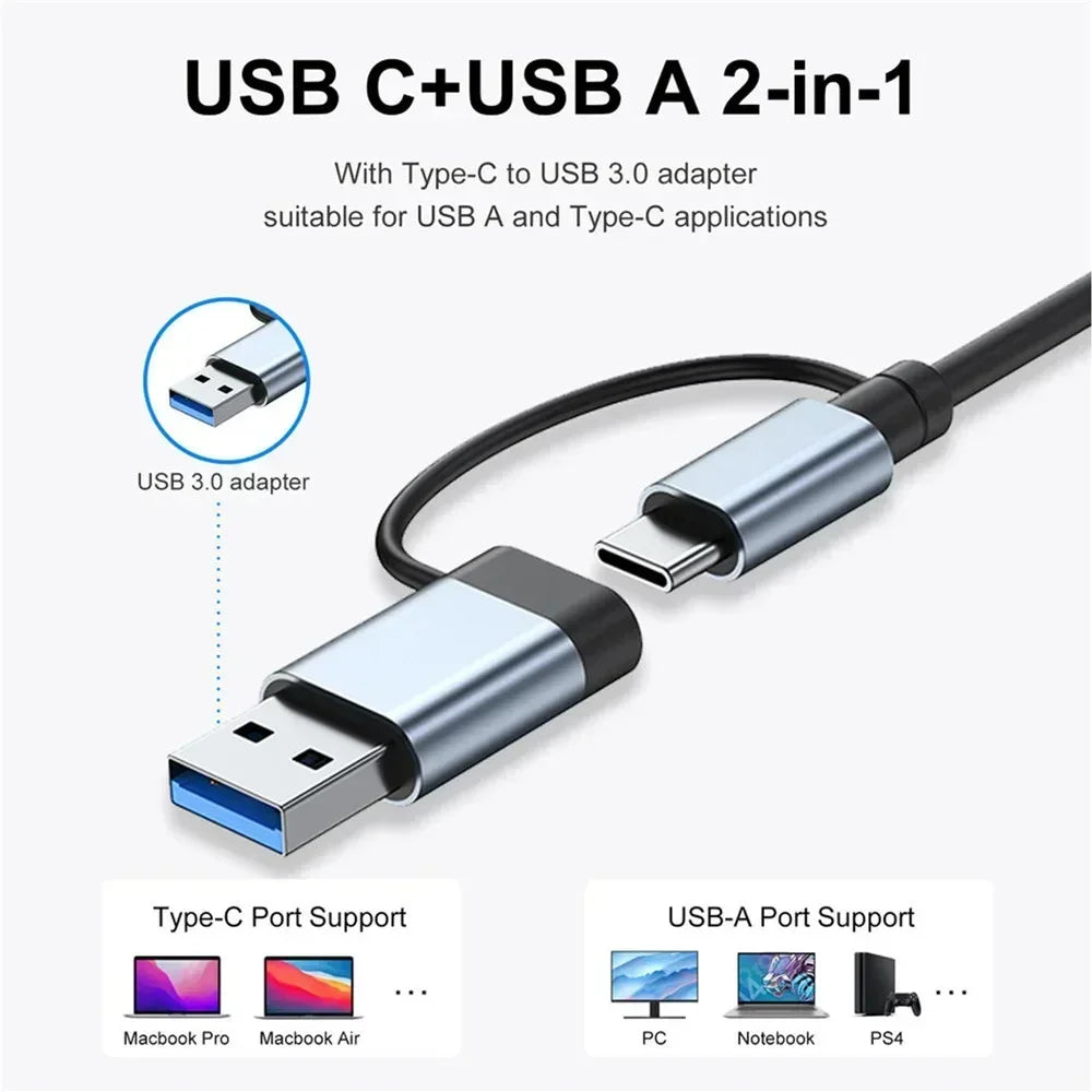 8 In 1 Port USB C Expander USB 3 Hub Type-C Splitter Type C Dock Multiport Adapter USB Expander For Xiaomi Phone Tablet Peaceful Pleasures Health and Wellness