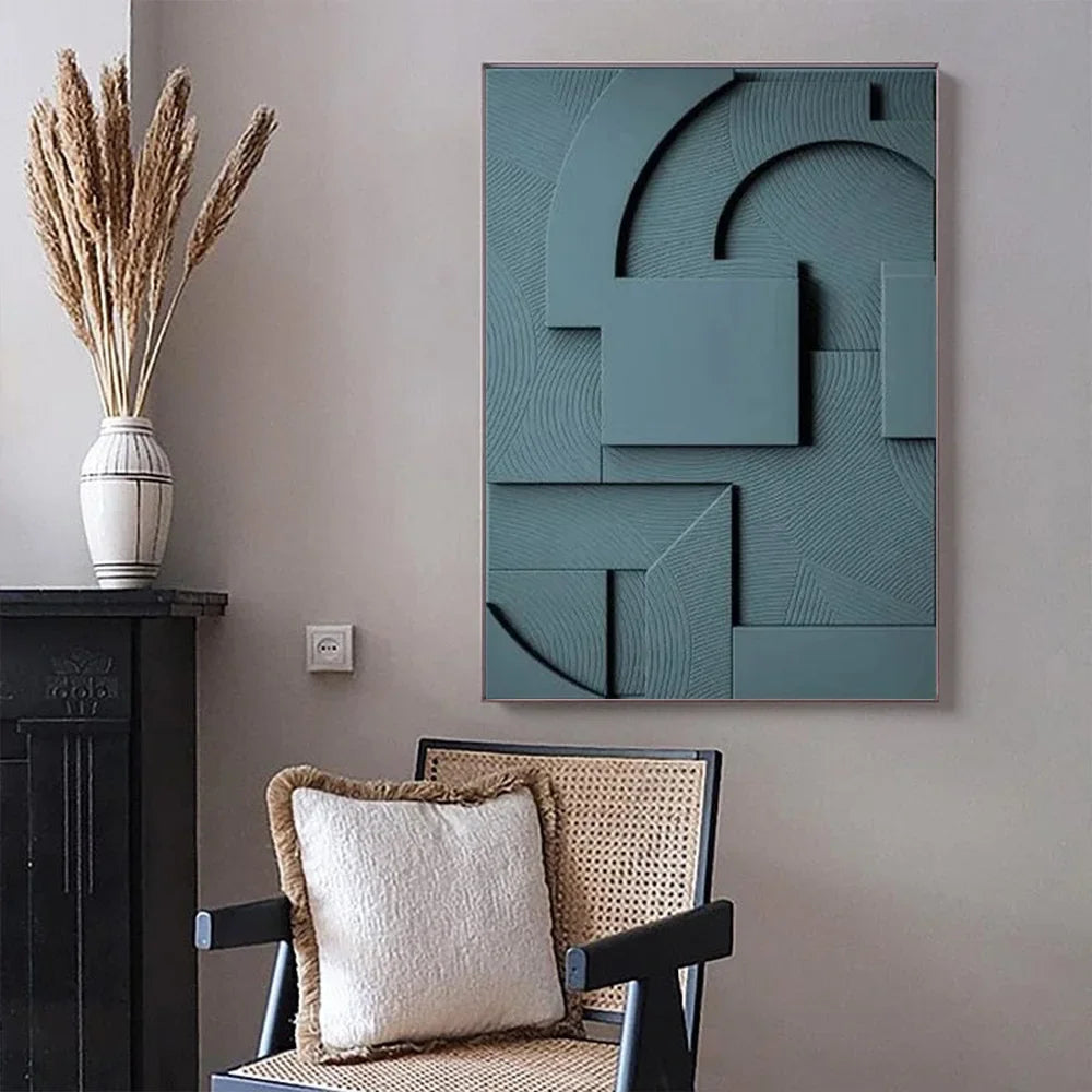 Nordic 3D Geometric Abstract Canvas Wall Art | Minimalist Print