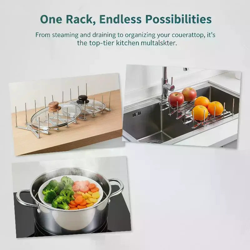 Stainless Steel Foldable Dish Rack & Drainer | Cup Holder