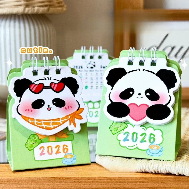 2026 Year Cartoon Panda Calendar Desktop Mini Calendar Clock in Program Student Rewards Creative Gifts Desk Accessories decor Peaceful Pleasures Health and Wellness