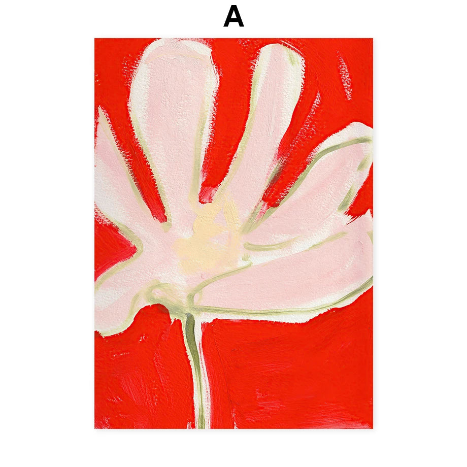 Abstract Floral Vase Canvas Wall Art | Boho Living Room Decor