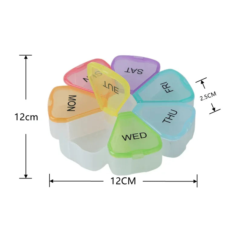 New Mini Small Portable Travel Vitamin Pill Box Cases Container Organizer Storage Tablet 7 Days 7 Grids Medicine Pills Fish Oils Peaceful Pleasures Health and Wellness
