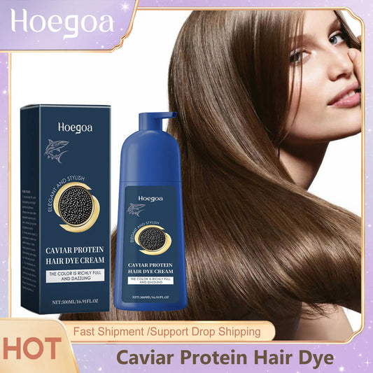 HOEGOA Caviar Protein Hair Color Shampoo – Gray Coverage 500ml Hair Dye Shampoo Peaceful Pleasures Health and Wellness