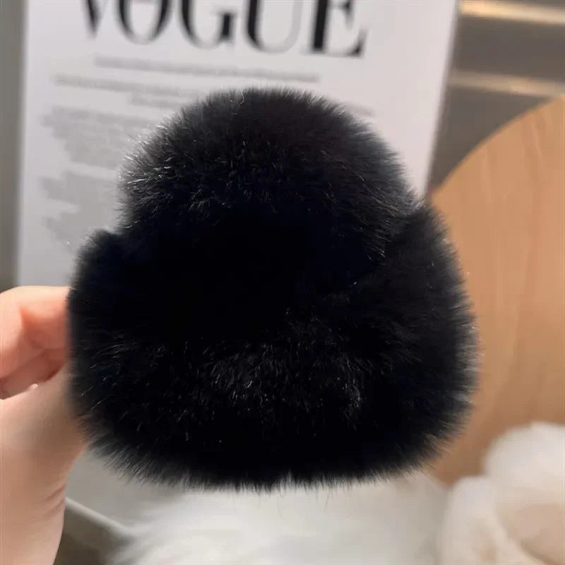 Otter Rabbit Fur Clip Korean Furry Hair Clip Cute Furry Shark Clip Headband Back of The Head Hair Clip Fashionable and Versatile Peaceful Pleasures Health and Wellness S7073-05