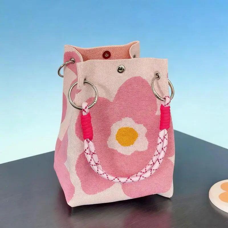 Cute Knitted Handbag with 3D Magnetic Snap | Women's Clutch