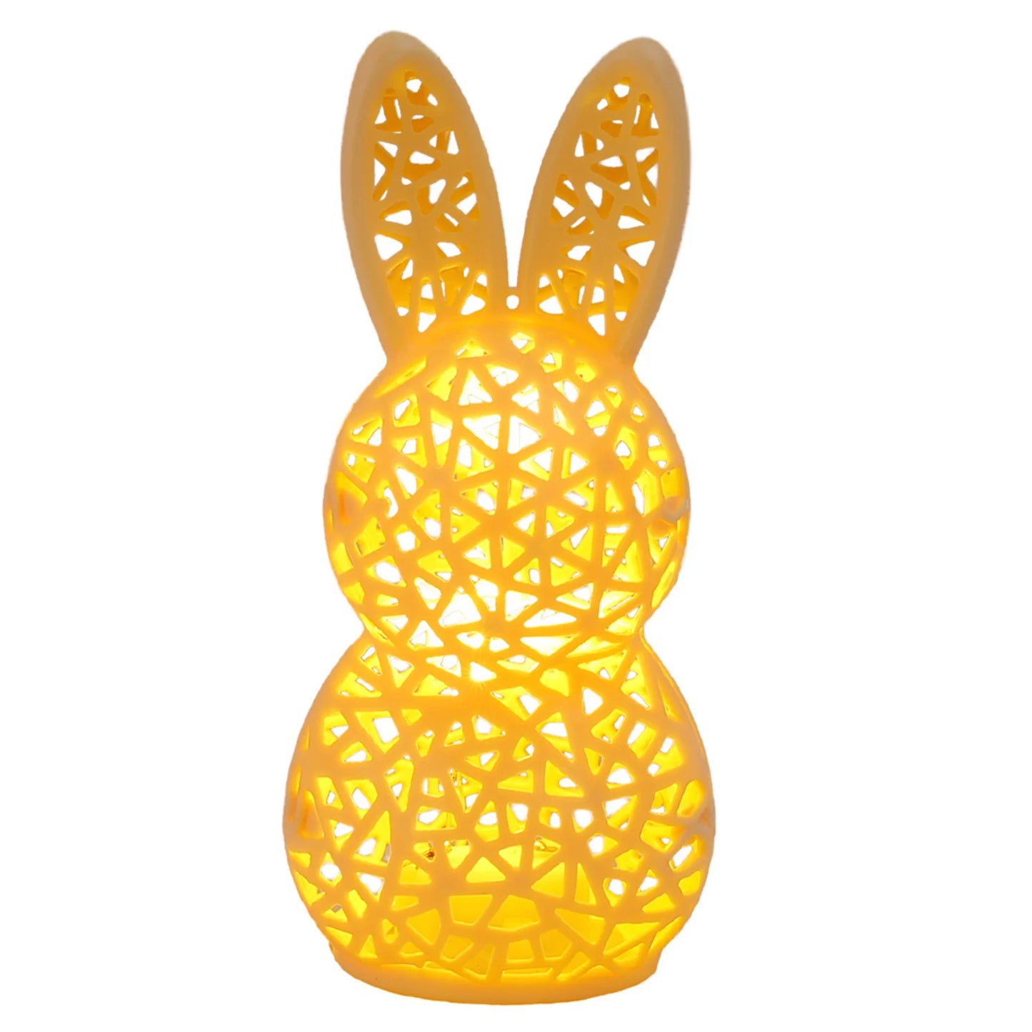 Easter Portable Animal Nightlight 3D Printed LED Lighted Hollow Out Bunny Figurine Party Favors Easter Basket Stuffers for Kids Peaceful Pleasures Health and Wellness Yellow