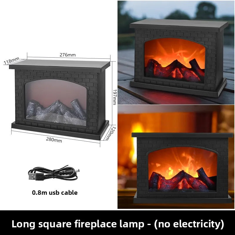 LED Fireplace Lamp Realistic Flame | Battery & USB Tabletop Decor