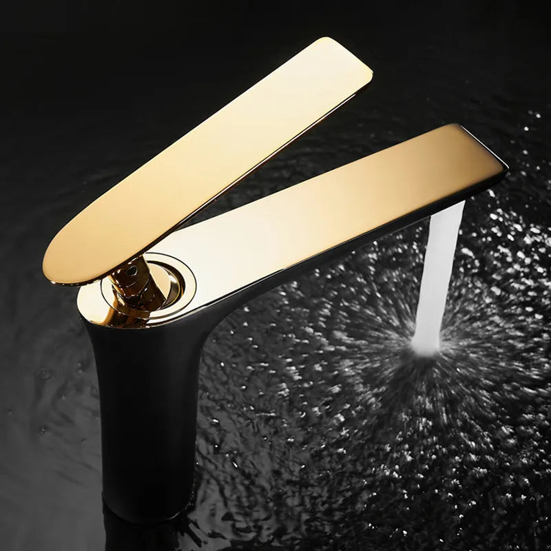 Black Gold Brass Basin Faucet | Single Handle Hot & Cold Tap