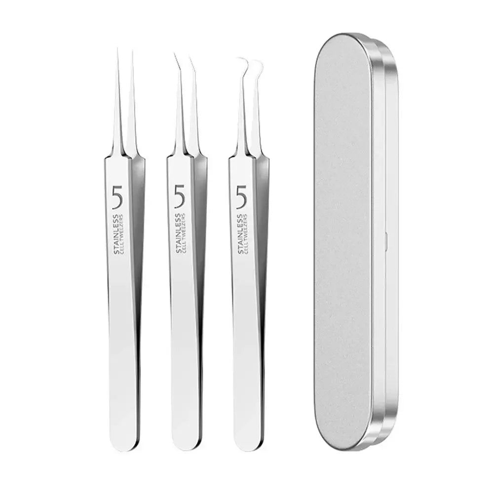 Professional Facial Blackhead Remover Tweezers,3Pcs Precision Pimple Popper Tool Kit for Whitehead Ance Blemishs Comedones Peaceful Pleasures Health and Wellness 1 set