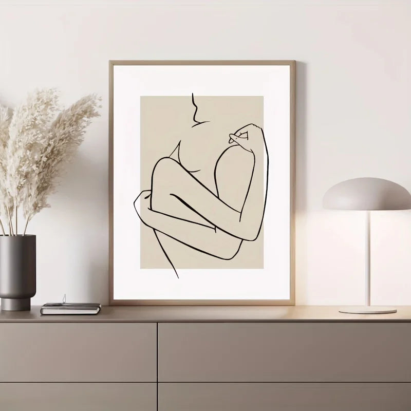 3 Pieces Beige Canvas One Line Drawing Couple Prints - Modern Together Is Our Favourite Place To Be Unframed Wall Art Peaceful Pleasures Health and Wellness ZLH4022 100x150cm No Frame