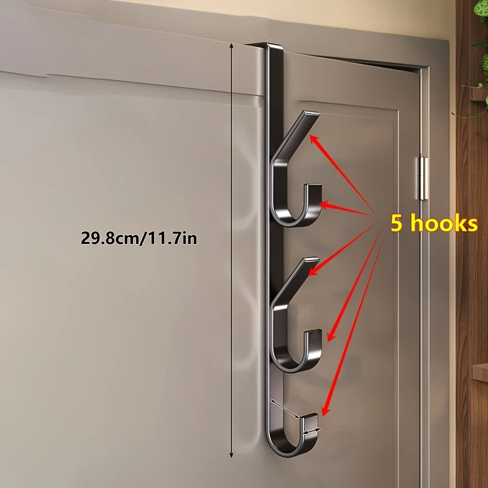 Easy Installation Door Hook-Strong Metal Coat Rack, Suitable for Clothes, Hats and Bags-Space Saving Design, Suitable for Bedroo Peaceful Pleasures Health and Wellness 5 hooks