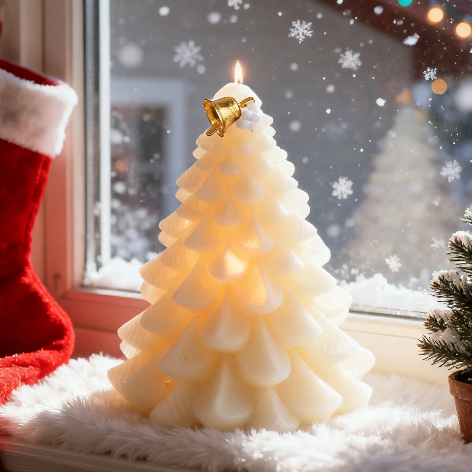 Christmas Tree Soy Wax Candle | Handmade Aromatherapy Holiday Gift Decorative Soy Candle Peaceful Pleasures Health and Wellness