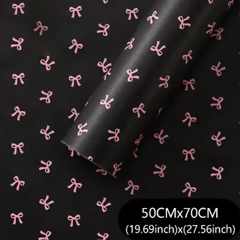20-Sheet Floral Bow Wrapping Paper 50x70cm | Korean Gift Tissue