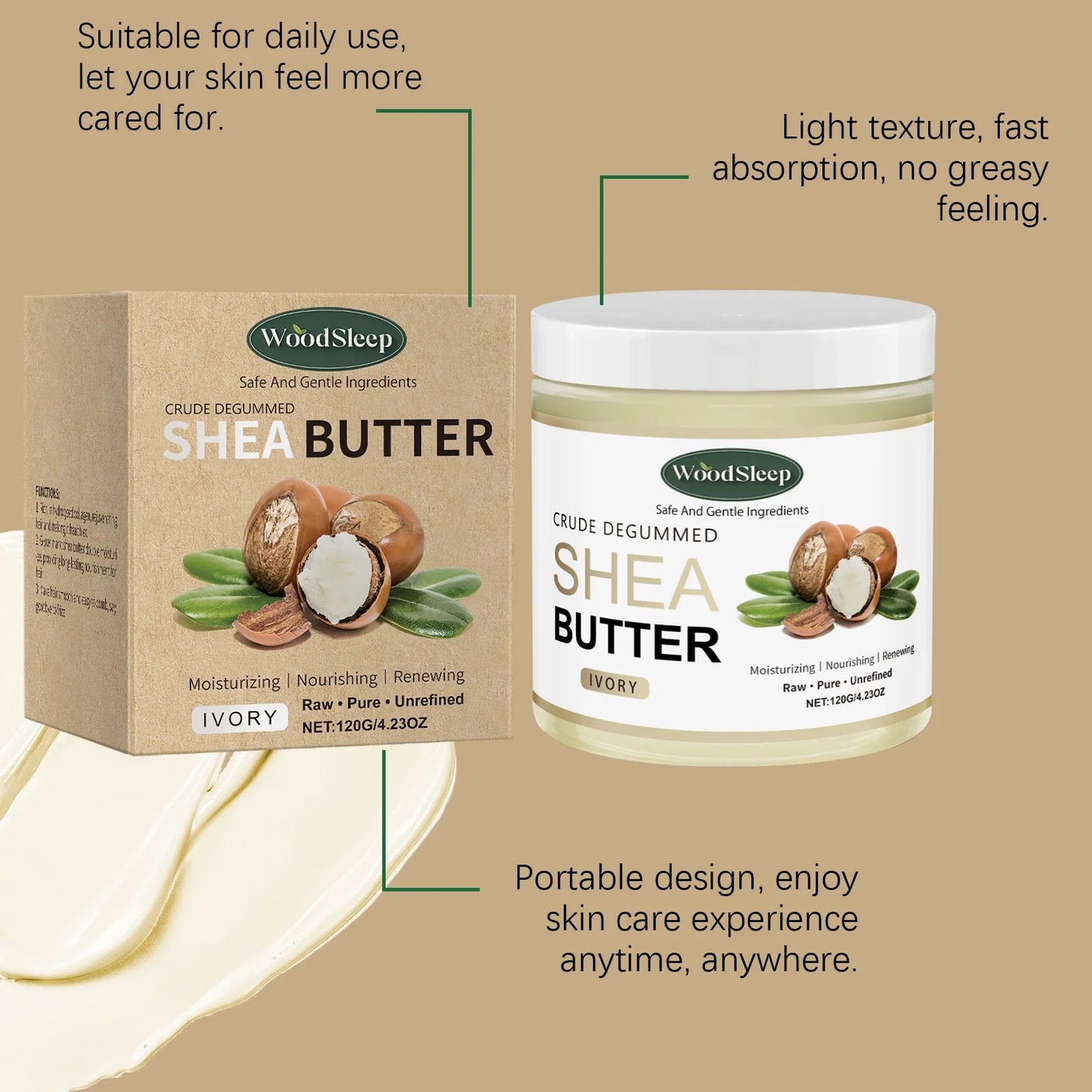 WOODSLEEP Shea Butter Cream – Deep Moisturizing Body Cream 120g