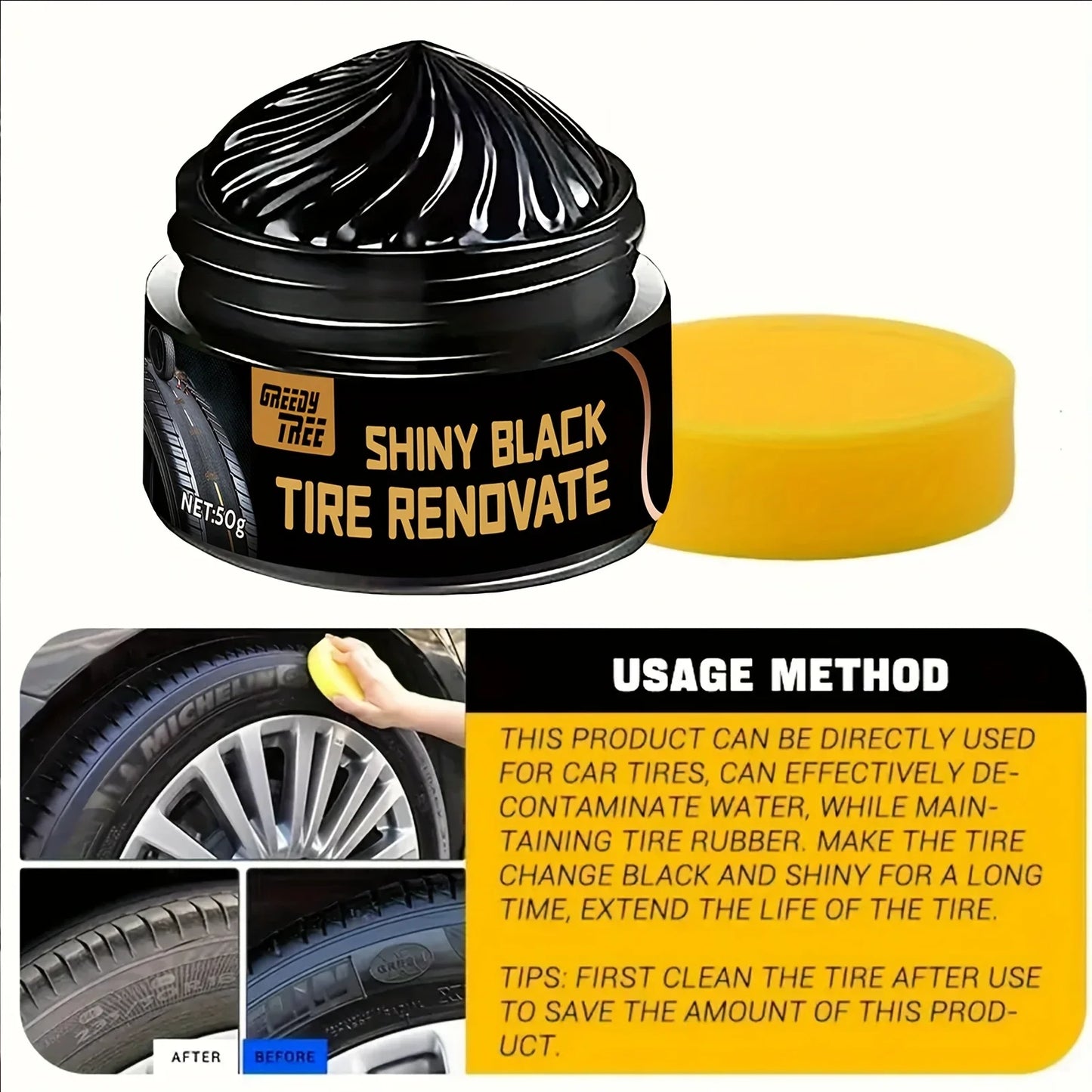 Black Shining Tire Wax – Car, Bike & Motorcycle Tire Shine