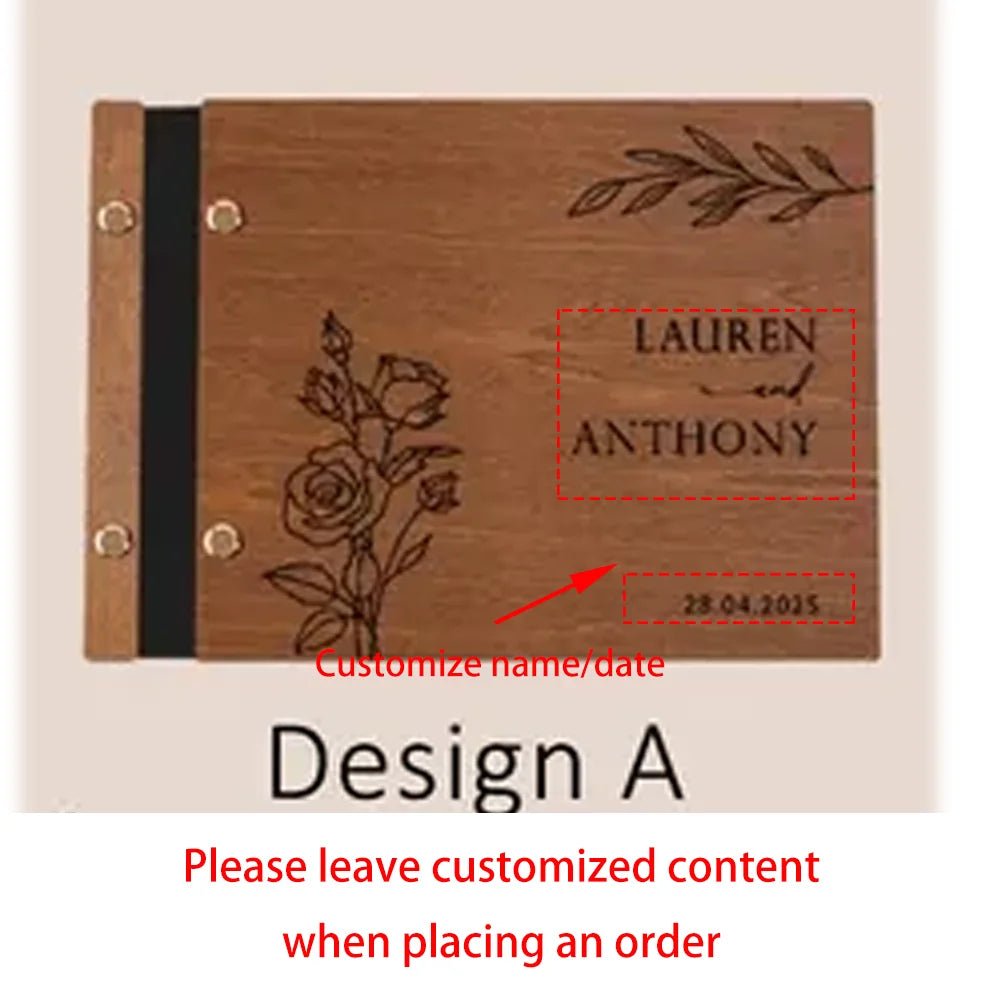 Personalized Wooden Wedding Guest Book | Engraved Keepsake