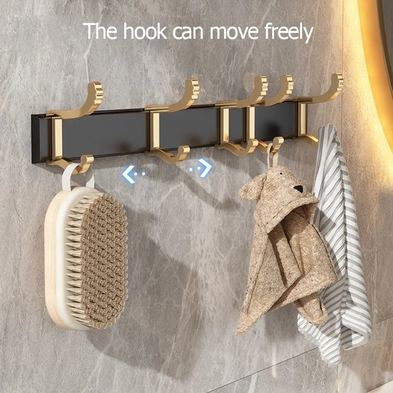 No-Drill Adjustable Door Hooks – 6-Pack Aluminum Bathroom Hooks