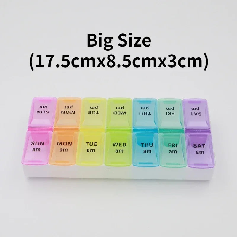 New Weekly Portable Travel Pill Cases Box 7 Days Organizer 14 Grids Pills Container Storage Tablets Vitamins Medicine Fish Oils Peaceful Pleasures Health and Wellness NO.14