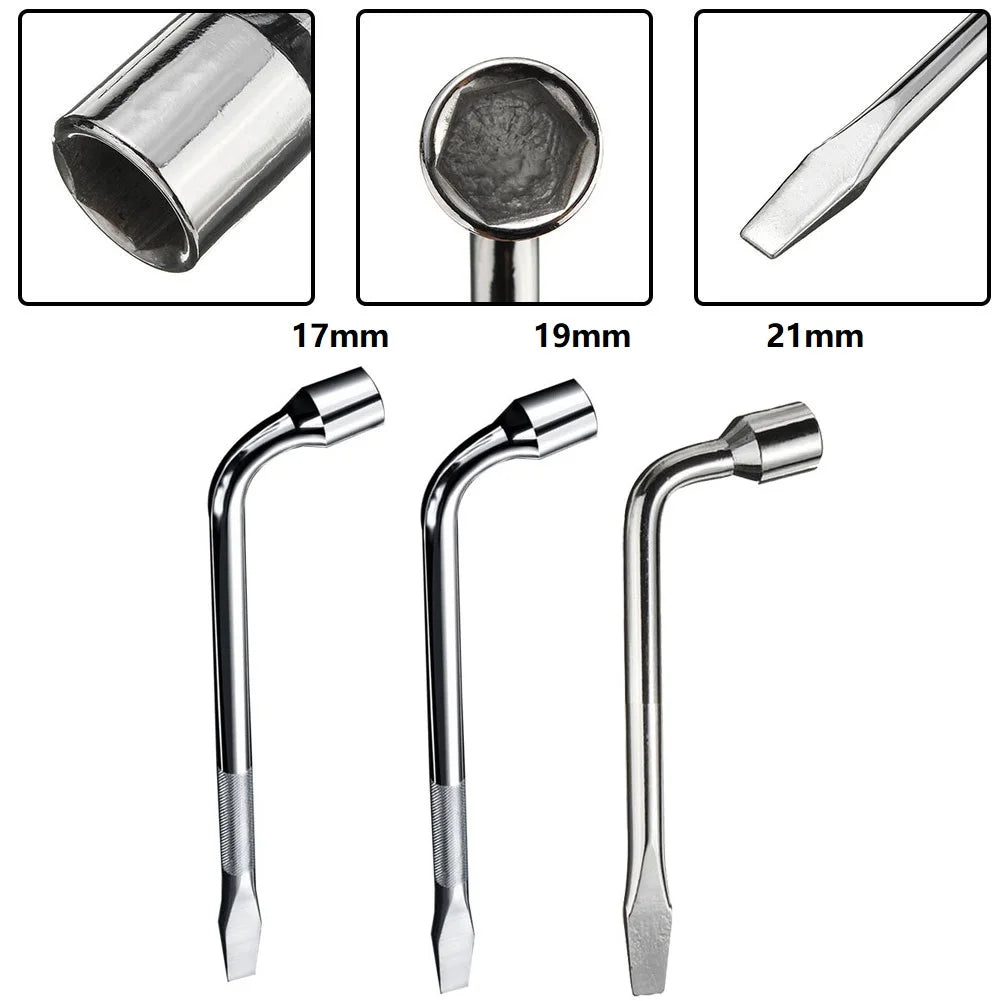 17/19/21mm L-Type Lug Nut Wrench | Heavy Duty Hex Socket Spanner