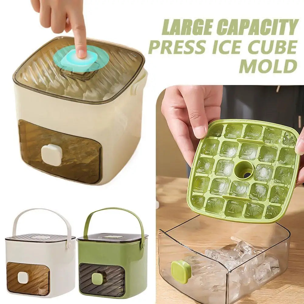 48-Grid Ice Cube Maker | One-Touch Release & Storage Drawer