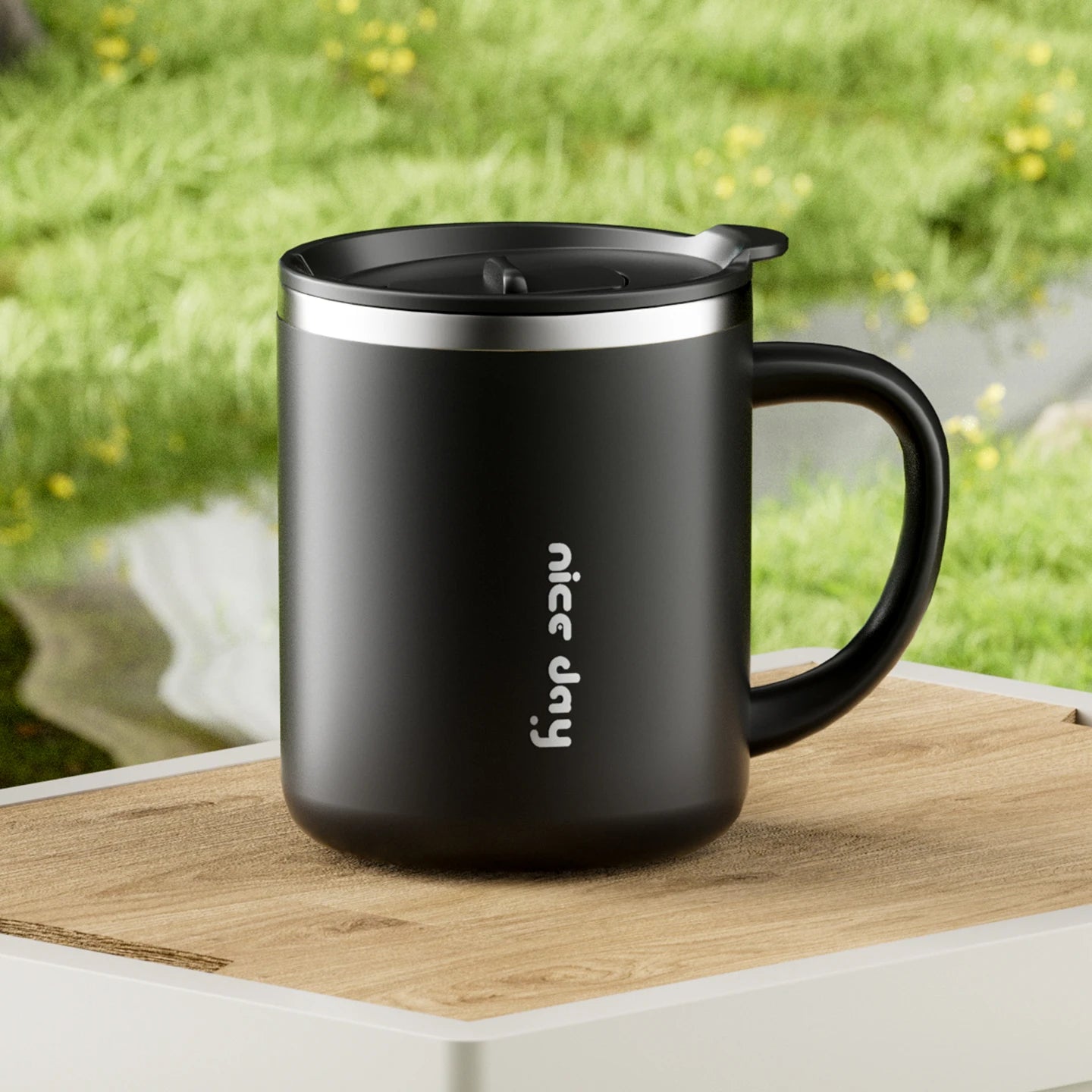 500ML Insulated Stainless Steel Travel Coffee Mug with Handle – Leakproof Tumbler for Office & Outdoors Peaceful Pleasures Health and Wellness