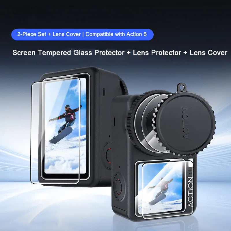 2 Set For DJI Osmo Action6 HD Tempered Glass Screen Protector 99% Light Transmission For DJI Osmo Action6 Camera Easy To Clean Peaceful Pleasures Health and Wellness B