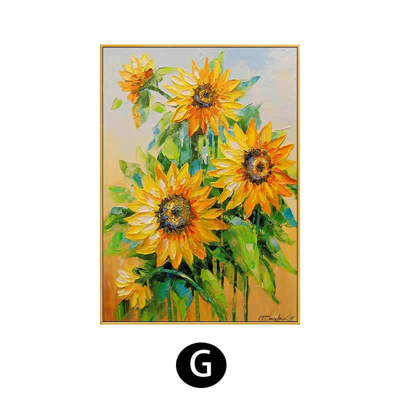 Hand Painted Acrylic Sunflower Canvas Art, Living Room, Bedroom, Corridor, Wall Decor, Modern Decoration, 50x70cm, 120x180cm Peaceful Pleasures Health and Wellness G style 120x180cm