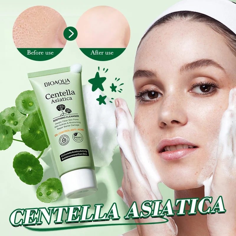 BIOAOUA Centella Asiatica Face Cleanser Gentle Daily Foam Cleanser with Hyaluronic Acid & Niacinamide for Deep Pore Cleansing Peaceful Pleasures Health and Wellness