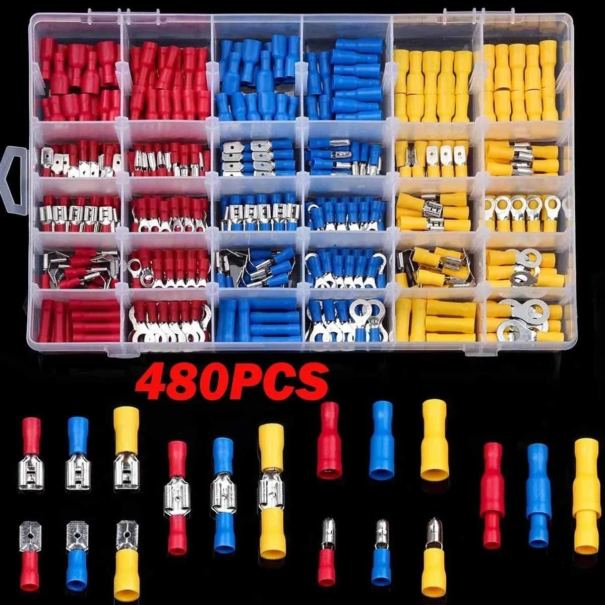 Assorted Crimp Terminal Connector Kit – 102 to 480 PCS Peaceful Pleasures Health and Wellness 480PCS