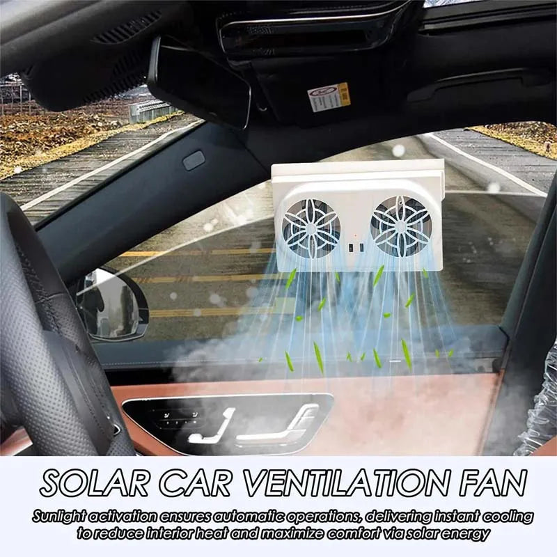 New Solar Powered Car Cooler Window Radiator Exhaust Fan Auto Air Vent Radiator Fan Ventilation Radiator Cooling System For Car Peaceful Pleasures Health and Wellness