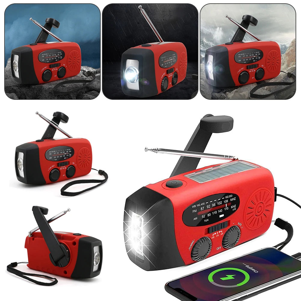 Portable Wind Up Fm Radio Portable Emergency Hand Crank Radio Multi Functional Solar Dynamo AM/FM/NOAA With USB Phone Charger Peaceful Pleasures Health and Wellness
