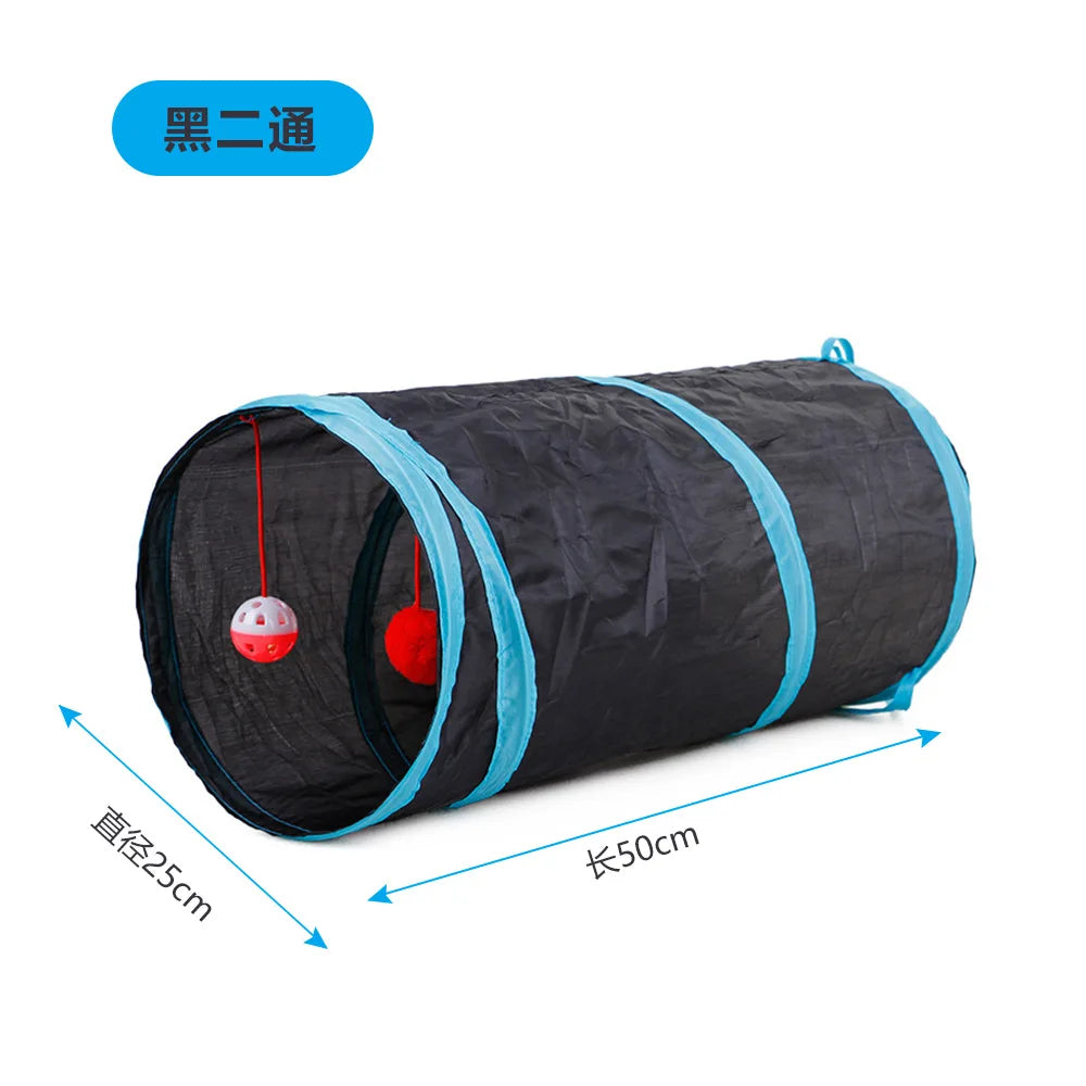 Cat Tunnel Tube Kitty Tunnel Bored Cat Pet Toys Peek Hole Toy Peaceful Pleasures Health and Wellness B15101 Black