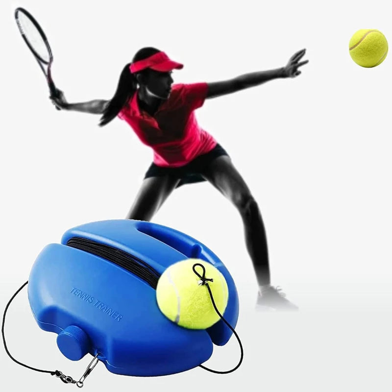 Tennis Training Aid Heavy Duty Base with Elastic Rope Self Practice Rebound Trainer Ball Partner Sparring Device Peaceful Pleasures Health and Wellness as picture