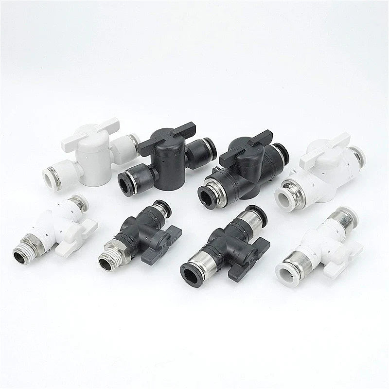 Pneumatic Ball Hand Valve Quick-Connect PU Air Pipe 4–12mm