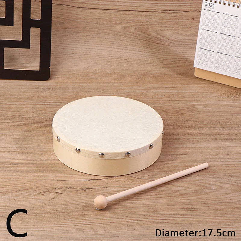 Wood Frame Hand Drum with Drumstick – Kids Percussion Toy