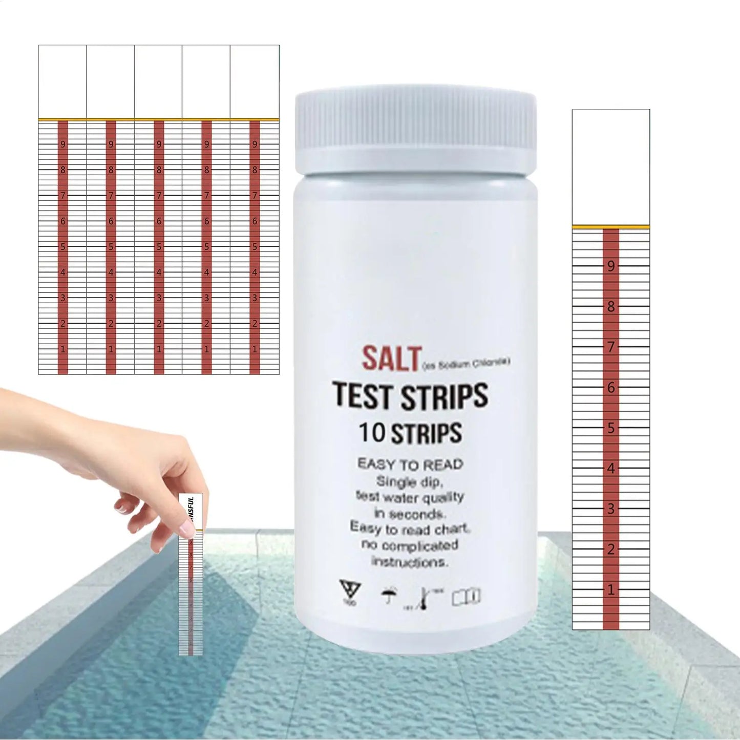 Salt Test Strips for Pool, Hot Tub & Spa – 10 Pack