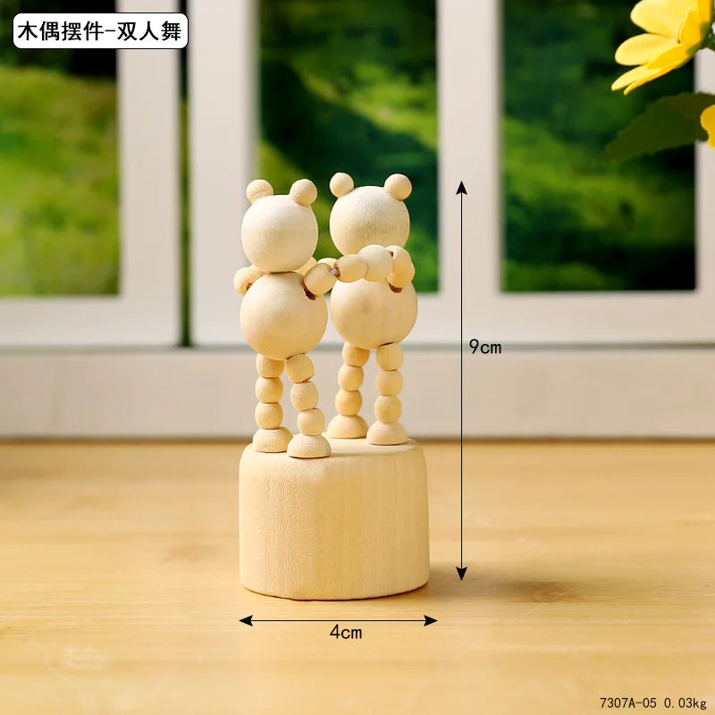 Wood DIY Craft Mini Dog/Clown/Giraffe/Duo Desktop Decoration Crafts Wooden Animal Miniatures Ornament Book Shelf Fun Decor Peaceful Pleasures Health and Wellness 7307A-05