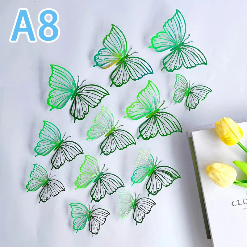 3D Butterfly Wall Stickers 12-Pack | Hollow Carving Home Decor