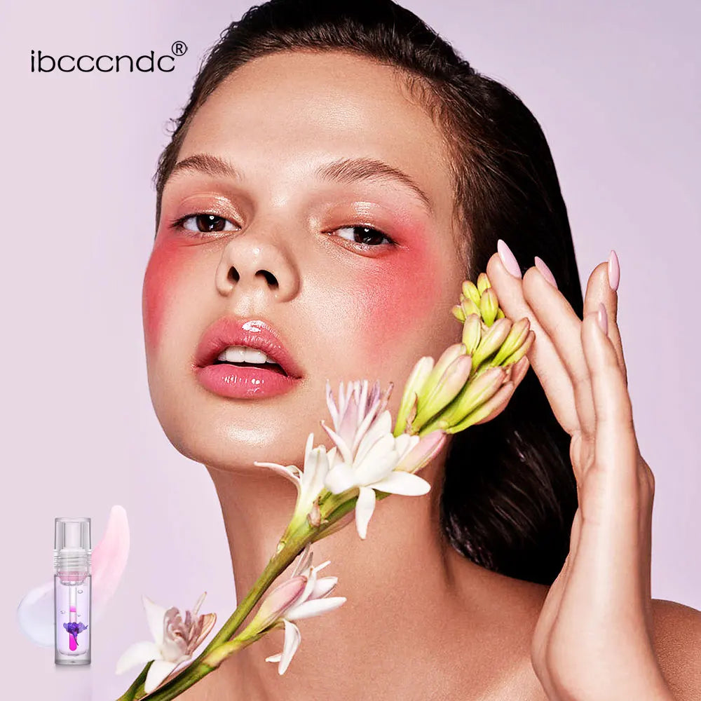Magic Color Change Lip Oil Flower Lipgloss PH Color Changing Lipoil Pink Clear Lip Glaze Liquid Moisturizing 1Piece 3.8ml Peaceful Pleasures Health and Wellness