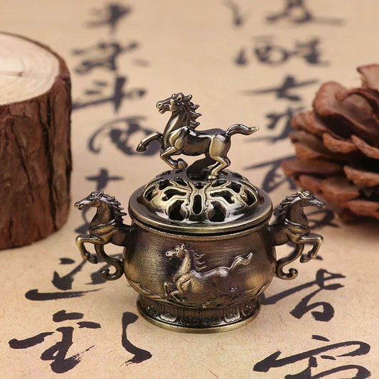Vintage Alloy Horse Incense Burner | Lotus Censer 2026 Incense Burner Peaceful Pleasures Health and Wellness