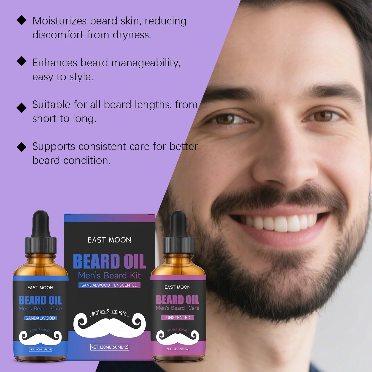 Men's Beard Oil Kit – Unscented & Sandalwood 2×30ml