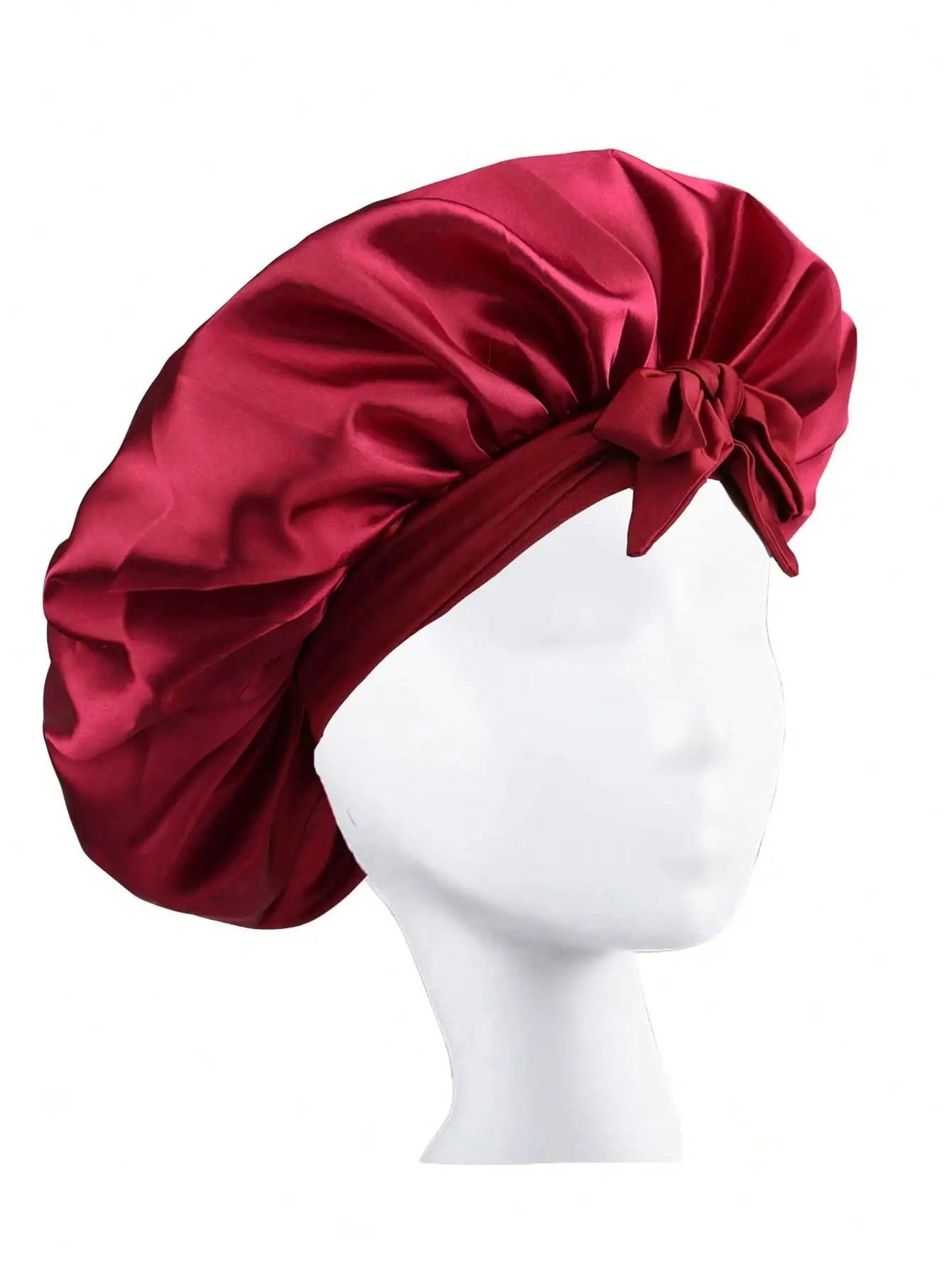 Adjustable Satin Sleep Bonnet with Tie Band – Women & Men