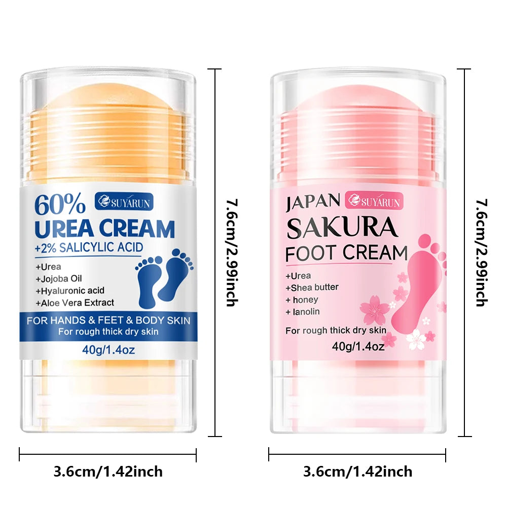 SUYARUN 60% Urea Foot Cream Stick - Moisturizing & Exfoliating, Cracked Heel Repair, Deep Hydration for Dry Feet, Long protect. Peaceful Pleasures Health and Wellness